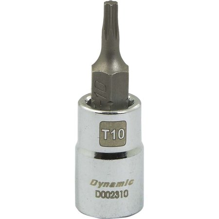 DYNAMIC Tools 1/4" Drive Torx® Head Socket, Std Length Chrome, Torx® Bit T10 D002310